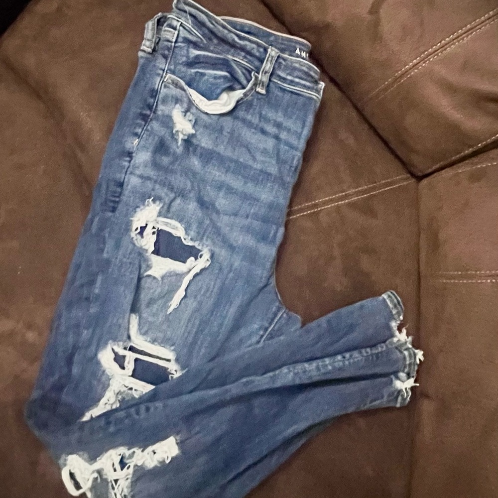 American Eagle Outfitters Ripped Blue Skinny Jeans